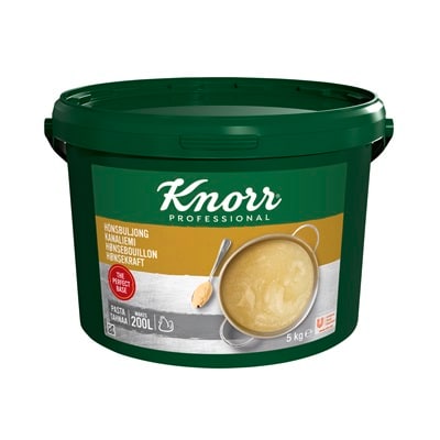 Knorr Hønsebouillon, pasta, økonomi 5 kg / 200 L - En klar kyllingebouillon med naturlige fedtperler og en velafbalanceret smag af kylling or urter